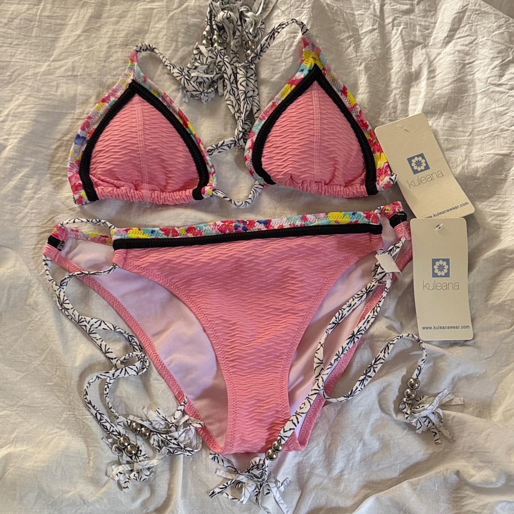 KULE Pink and Black Bikini Set